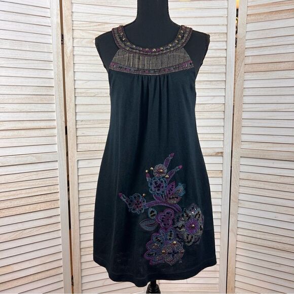 Anthropologie Lulumari Embellished Embroidered Mini Swing Dress Small - Picture 1 of 11